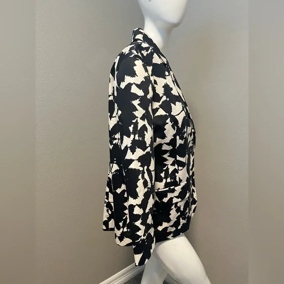 Coldwater Creek Women’s Black & White LS One Button Abstract Blazer Size 14 - Picture 4 of 16